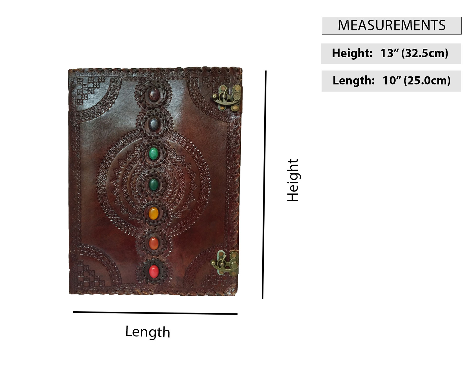 Genuine Leather Journal Medieval Stones Embossed Handmade Notebook Diary